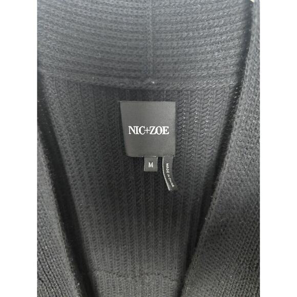 Nic and Zoe Trailblazer Fringe-Trim Black Open Cardigan M Cowgirl Western Boho - Picture 4 of 12